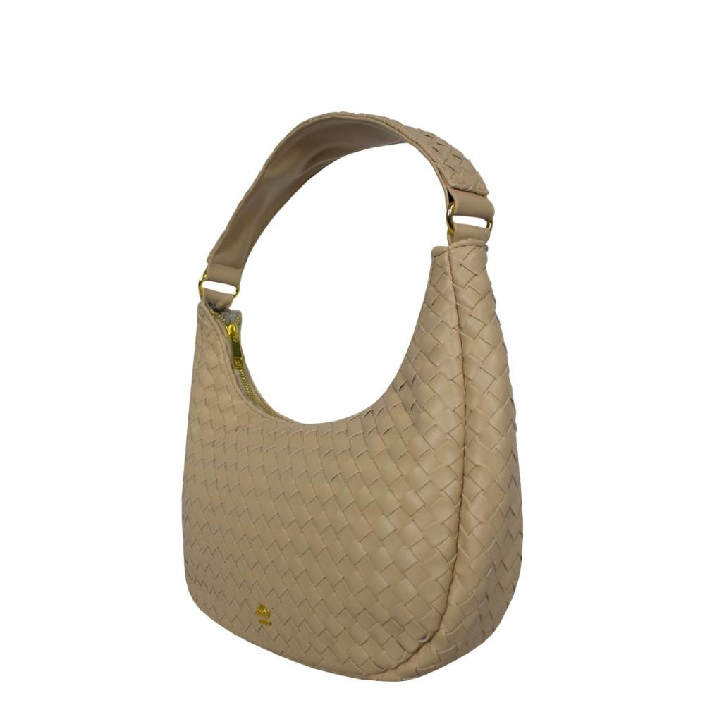 Bolsa Ombro Canoa Tressê LPB0061 Le Postiche Bege 6