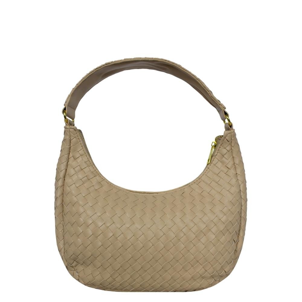 Bolsa Ombro Canoa Tressê LPB0061 Le Postiche Bege 7