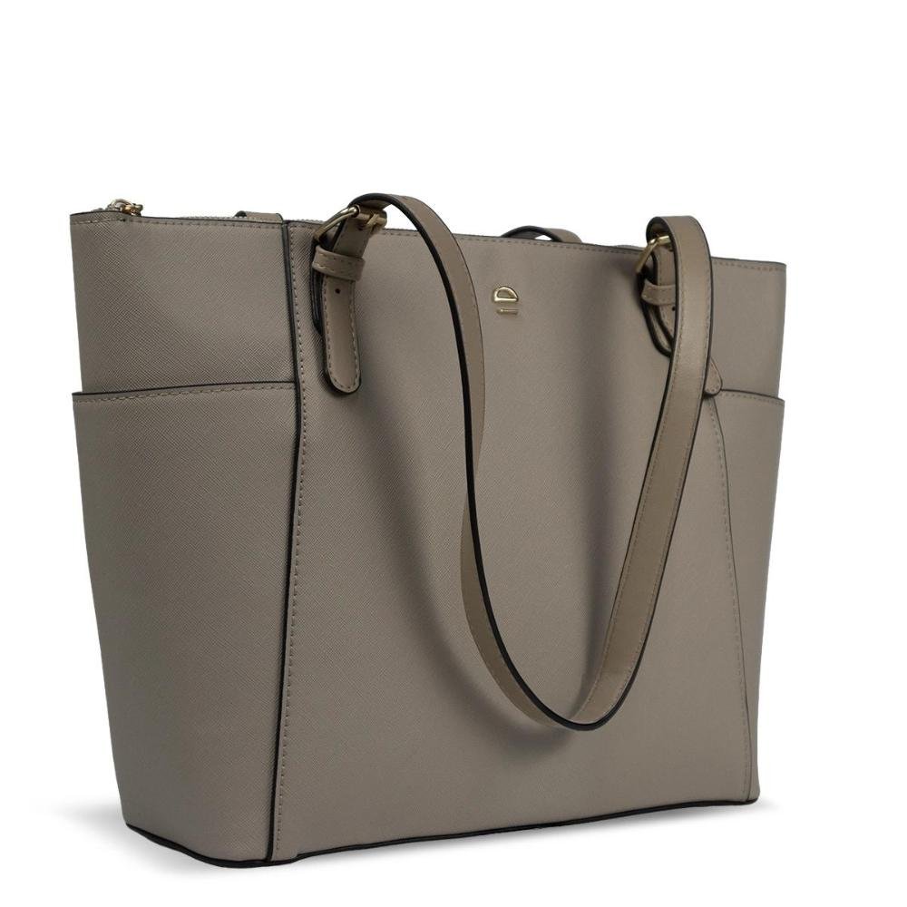 Bolsa Ombro Elegante Tote Saffiano Le Postiche Bege 2
