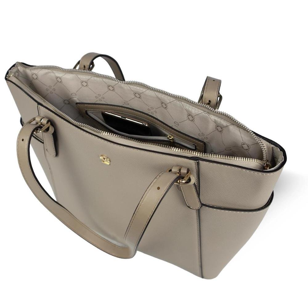 Bolsa Ombro Elegante Tote Saffiano Le Postiche Bege 4
