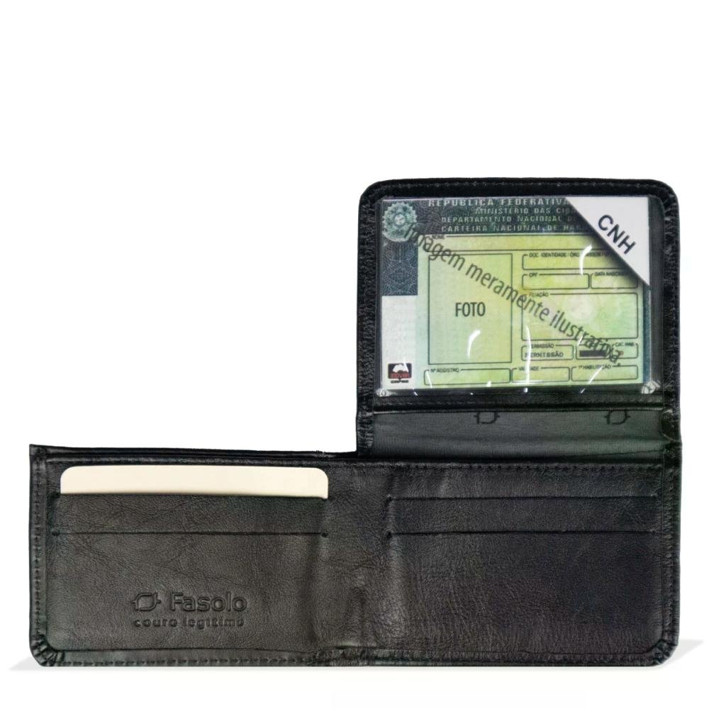 Carteira Masculina Couro Slim Fasolo Preto 3