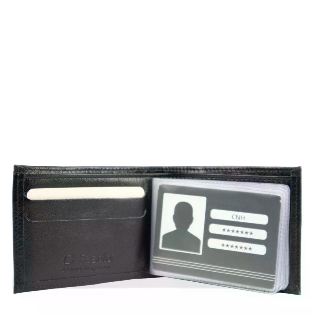 Carteira Masculina de Couro Slim Fasolo Preto 2