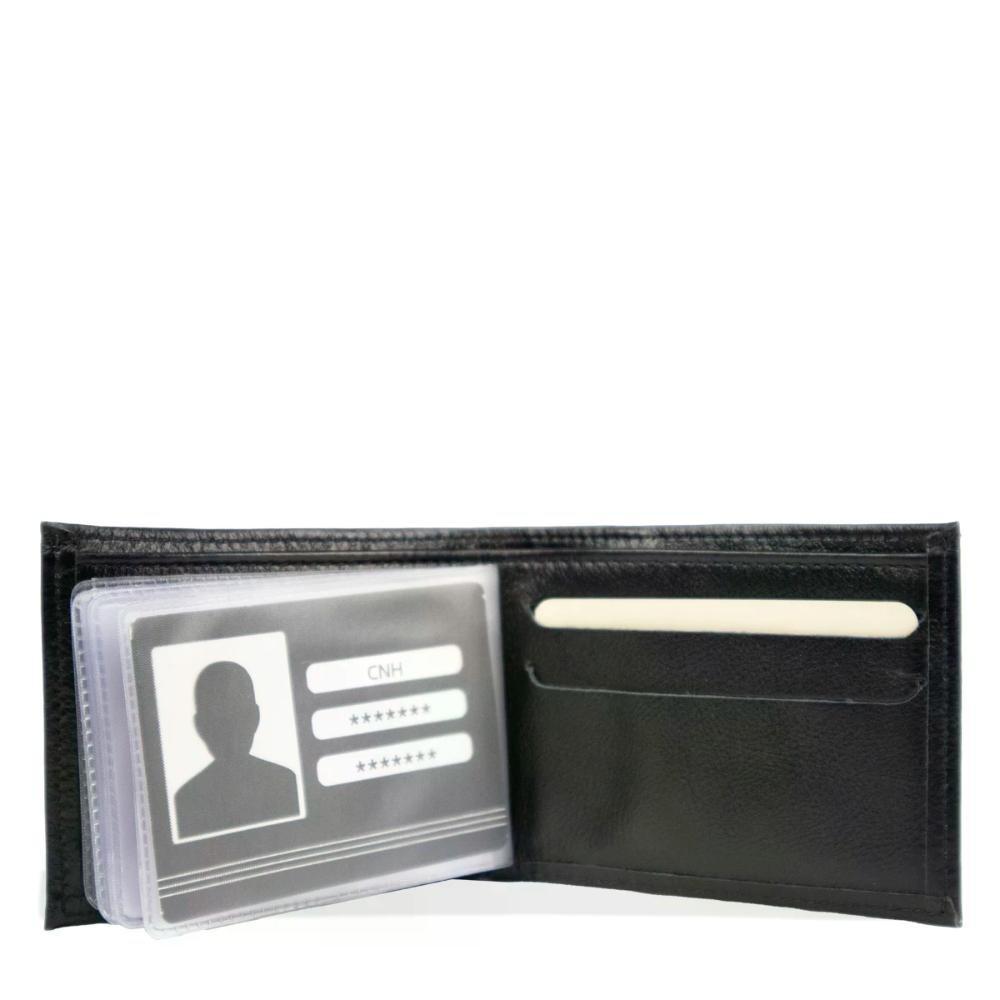 Carteira Masculina de Couro Slim Fasolo Preto 3