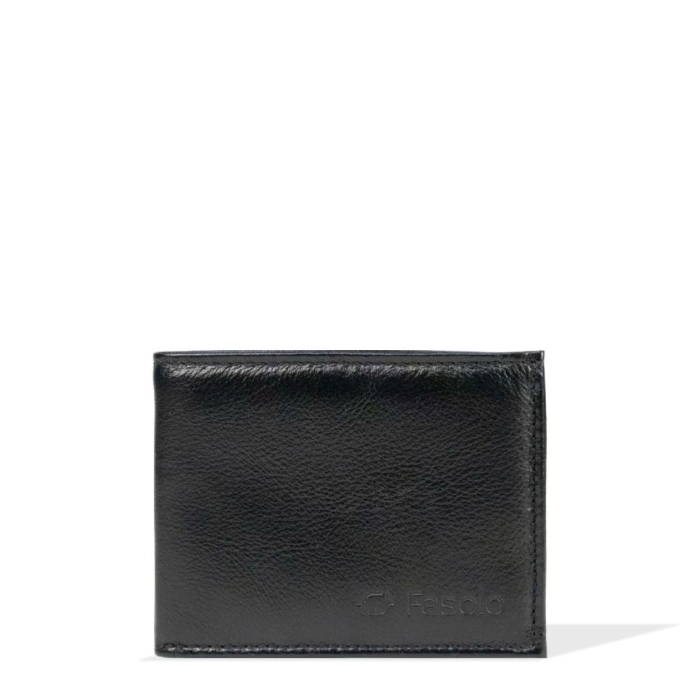 Carteira Masculina de Couro Slim Fasolo Preto 5