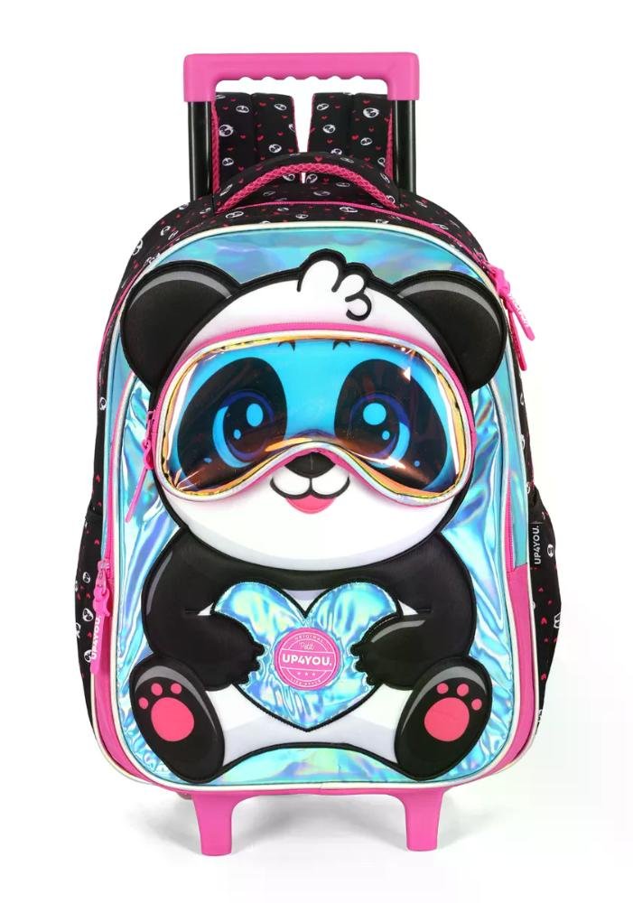 Mochila de Rodinha Infantil Panda e Gatinho Fofos Up4You