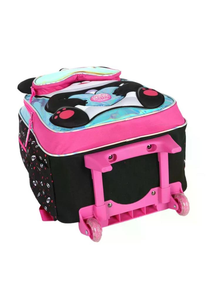 Mochila de Rodinha Infantil Panda e Gatinho Fofos Up4You Preto/Rosa 6