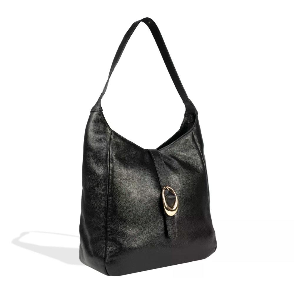 Bolsa Feminina de Couro com Fecho Metálico Le Postiche Preto 2