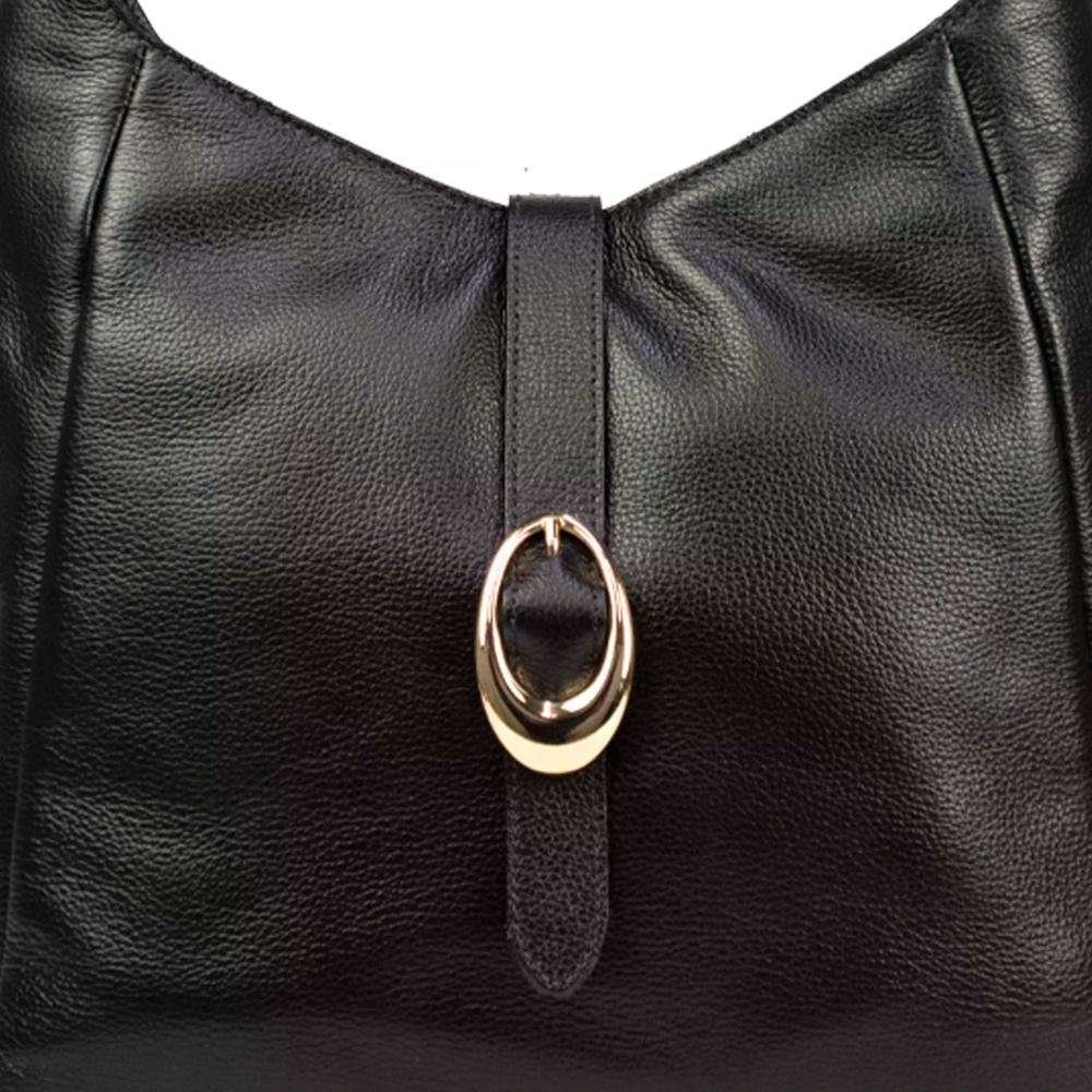 Bolsa Feminina de Couro com Fecho Metálico Le Postiche Preto 3