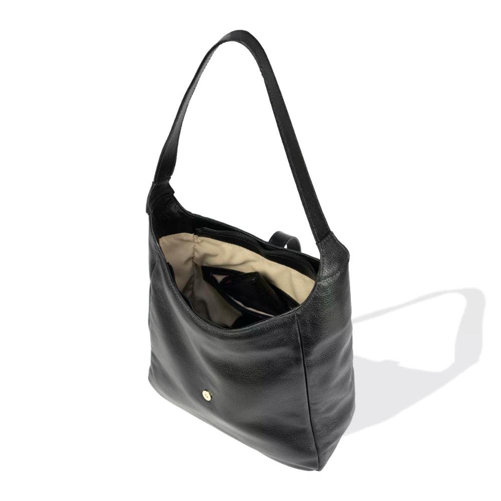 Bolsa Feminina de Couro com Fecho Metálico Le Postiche Preto 4