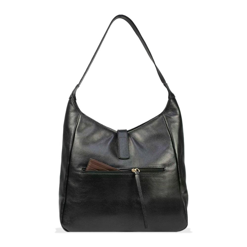 Bolsa Feminina de Couro com Fecho Metálico Le Postiche Preto 5