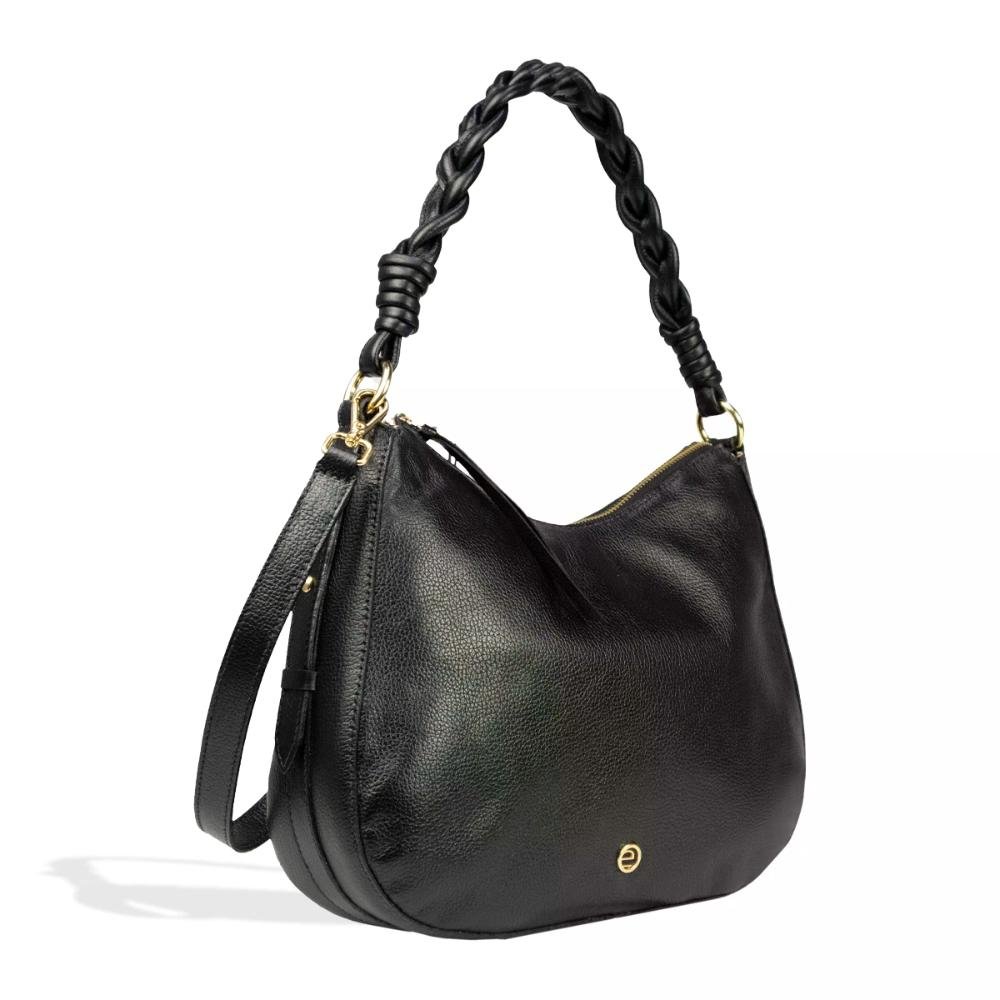 Bolsa Feminina de Couro Modelo Canoa Trançada Le Postiche Preto 2