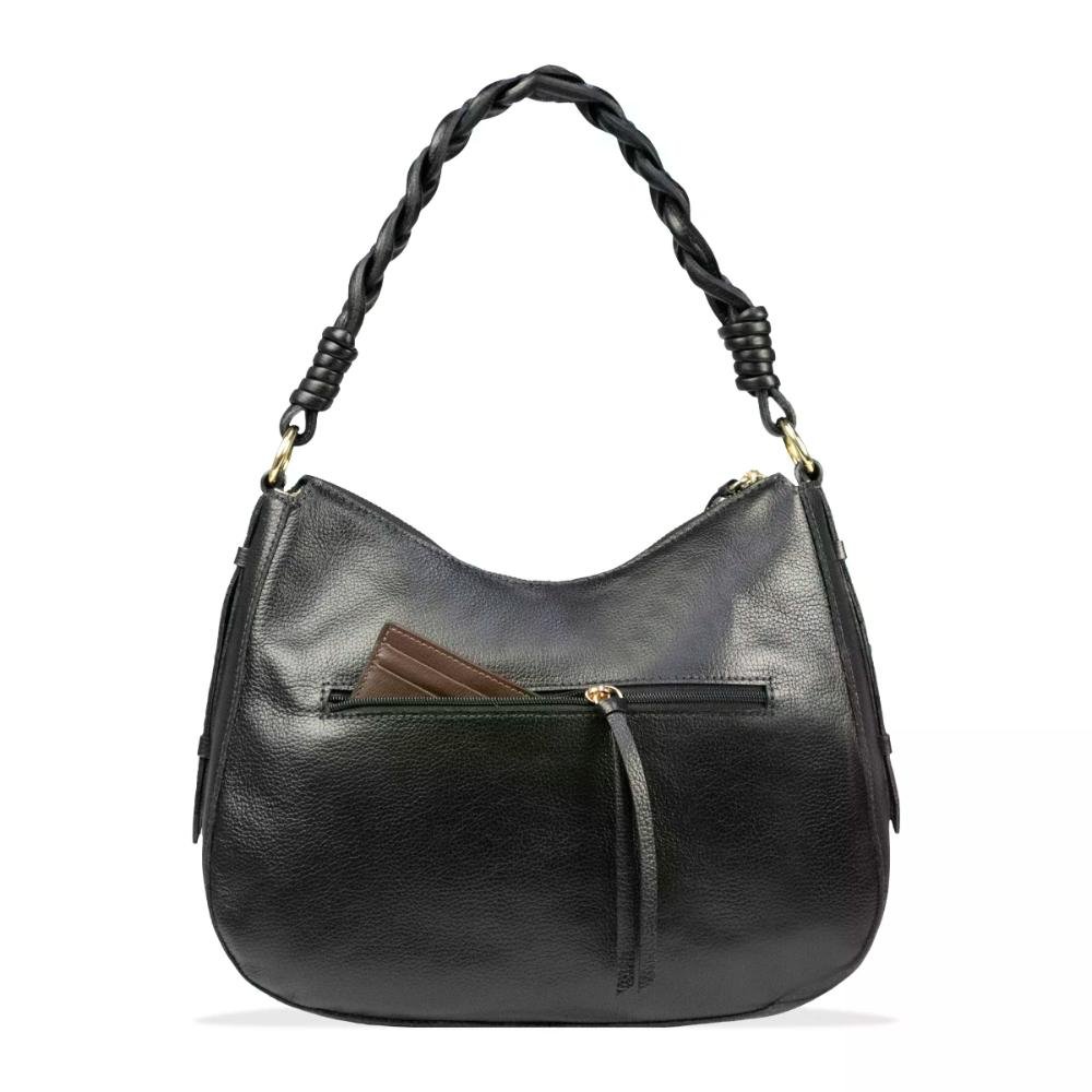 Bolsa Feminina de Couro Modelo Canoa Trançada Le Postiche Preto 5