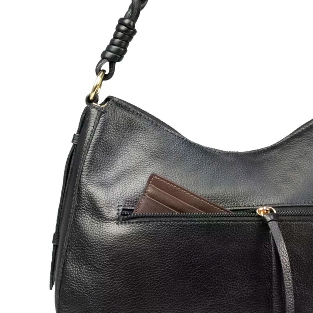Bolsa Feminina de Couro Modelo Canoa Trançada Le Postiche Preto 6
