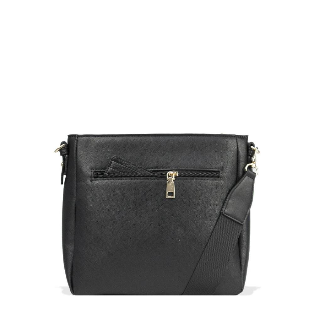 Bolsa Transversal Feminina Saffiano Le Postiche Preto 5