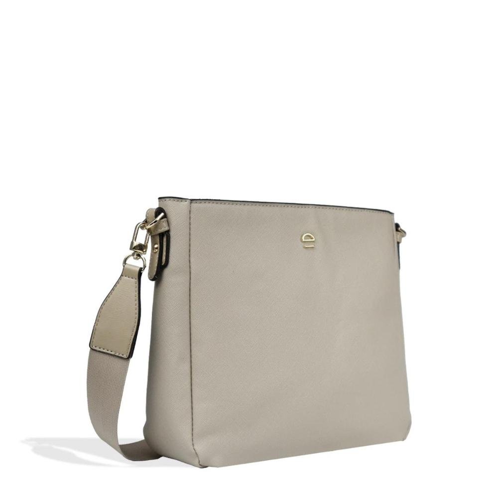 Bolsa Transversal Feminina Saffiano Le Postiche Bege 2