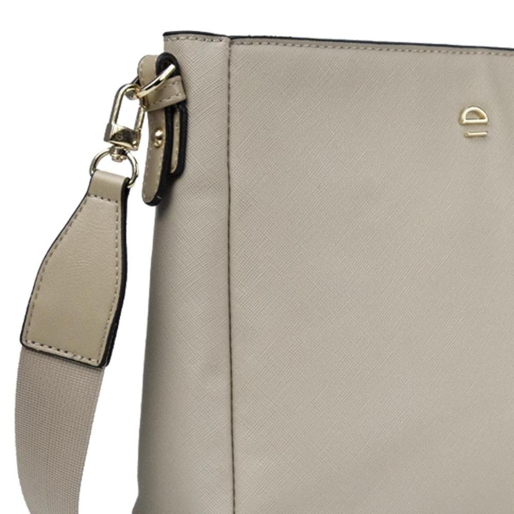 Bolsa Transversal Feminina Saffiano Le Postiche Bege 4