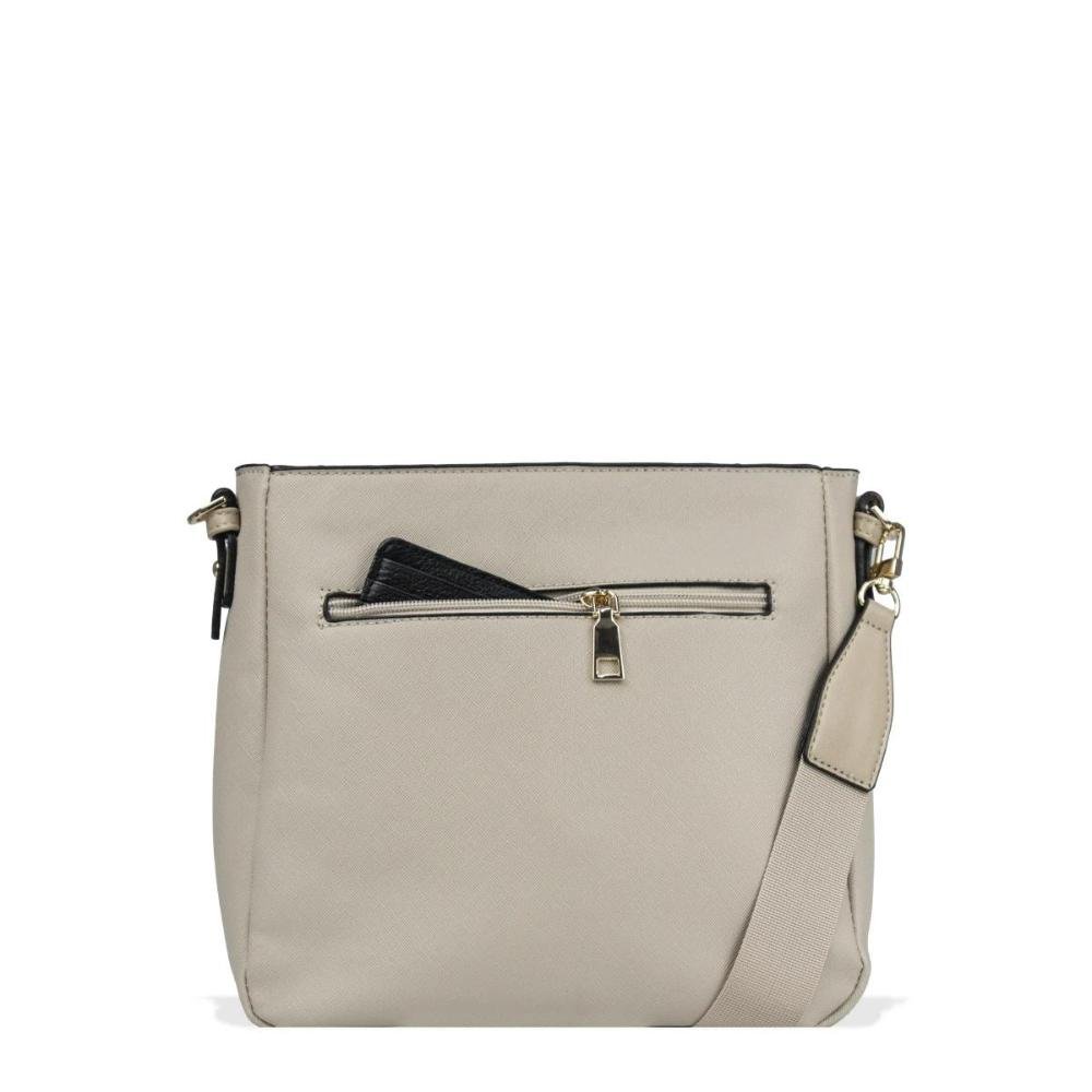 Bolsa Transversal Feminina Saffiano Le Postiche Bege 5