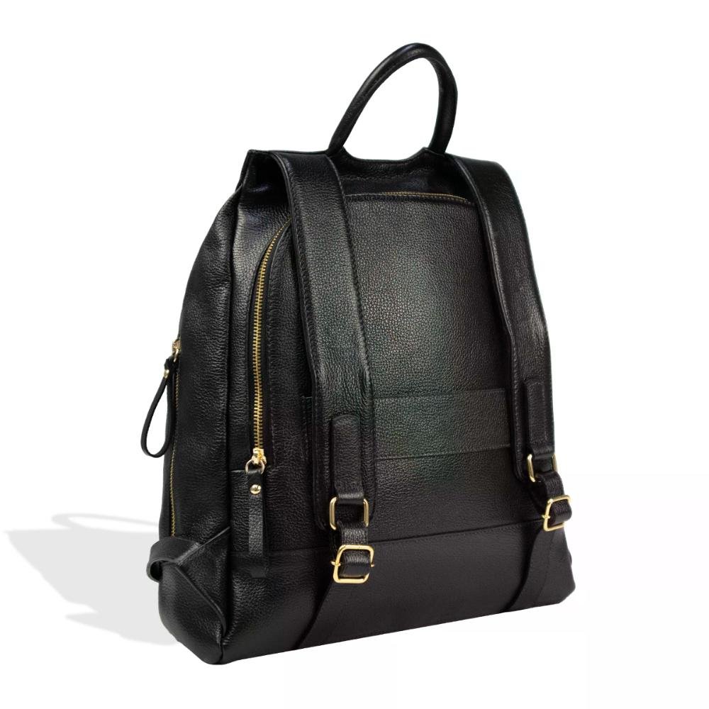 Mochila em Couro com Zíper e Bolso Frontal Le Postiche Preto 3