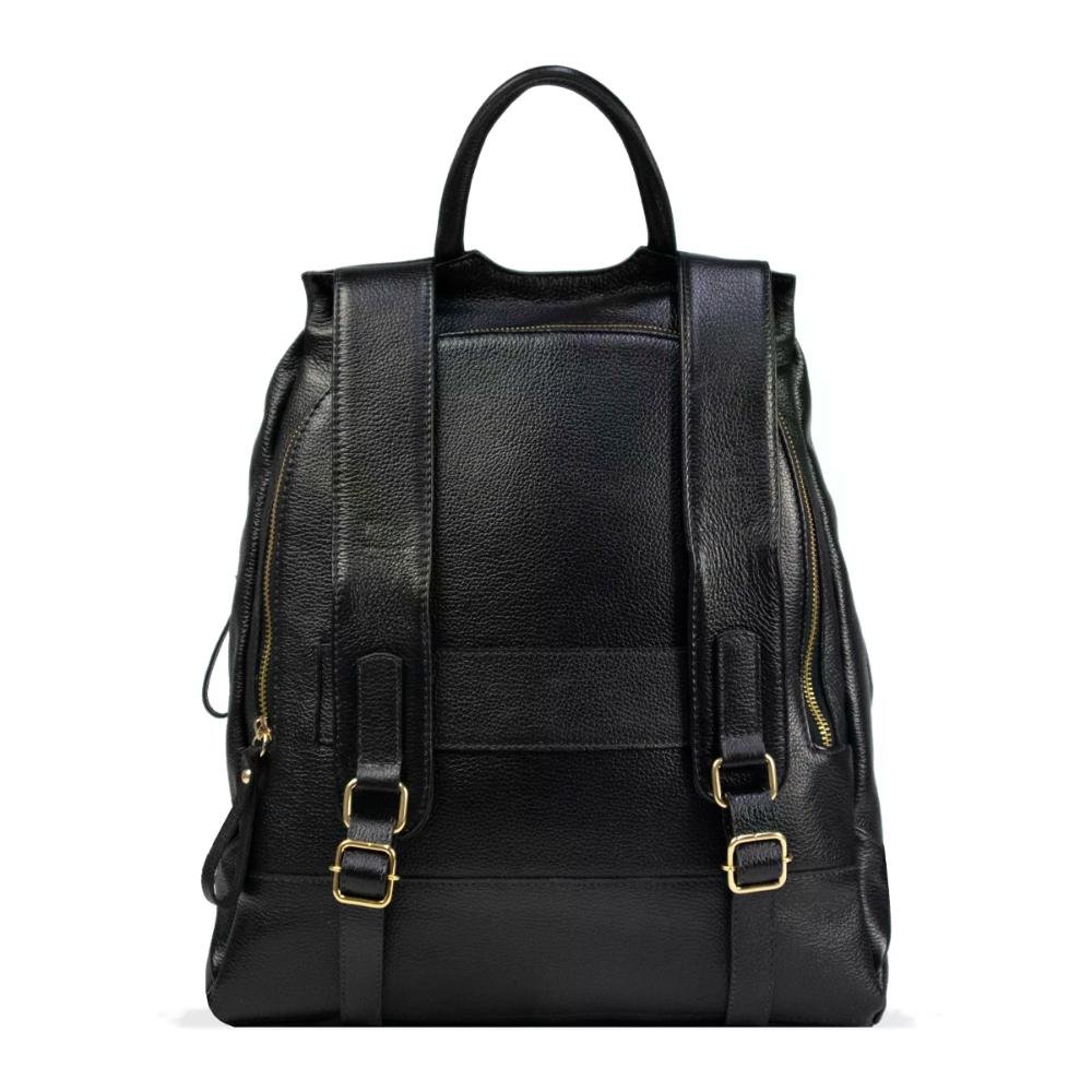 Mochila em Couro com Zíper e Bolso Frontal Le Postiche Preto 4