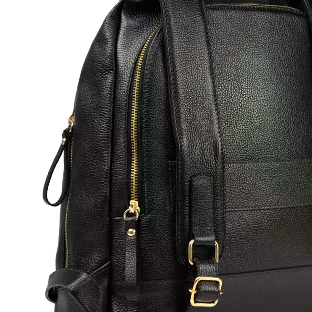 Mochila em Couro com Zíper e Bolso Frontal Le Postiche Preto 5