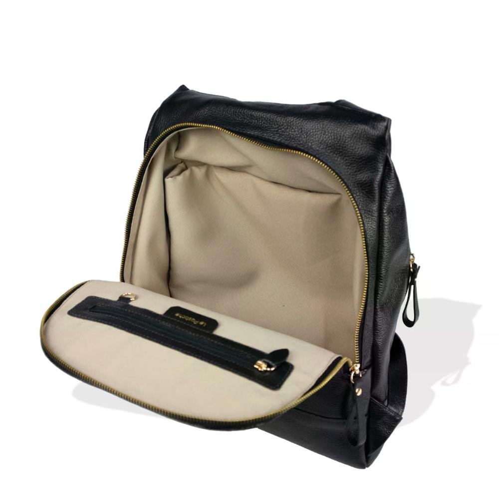 Mochila em Couro com Zíper e Bolso Frontal Le Postiche Preto 6
