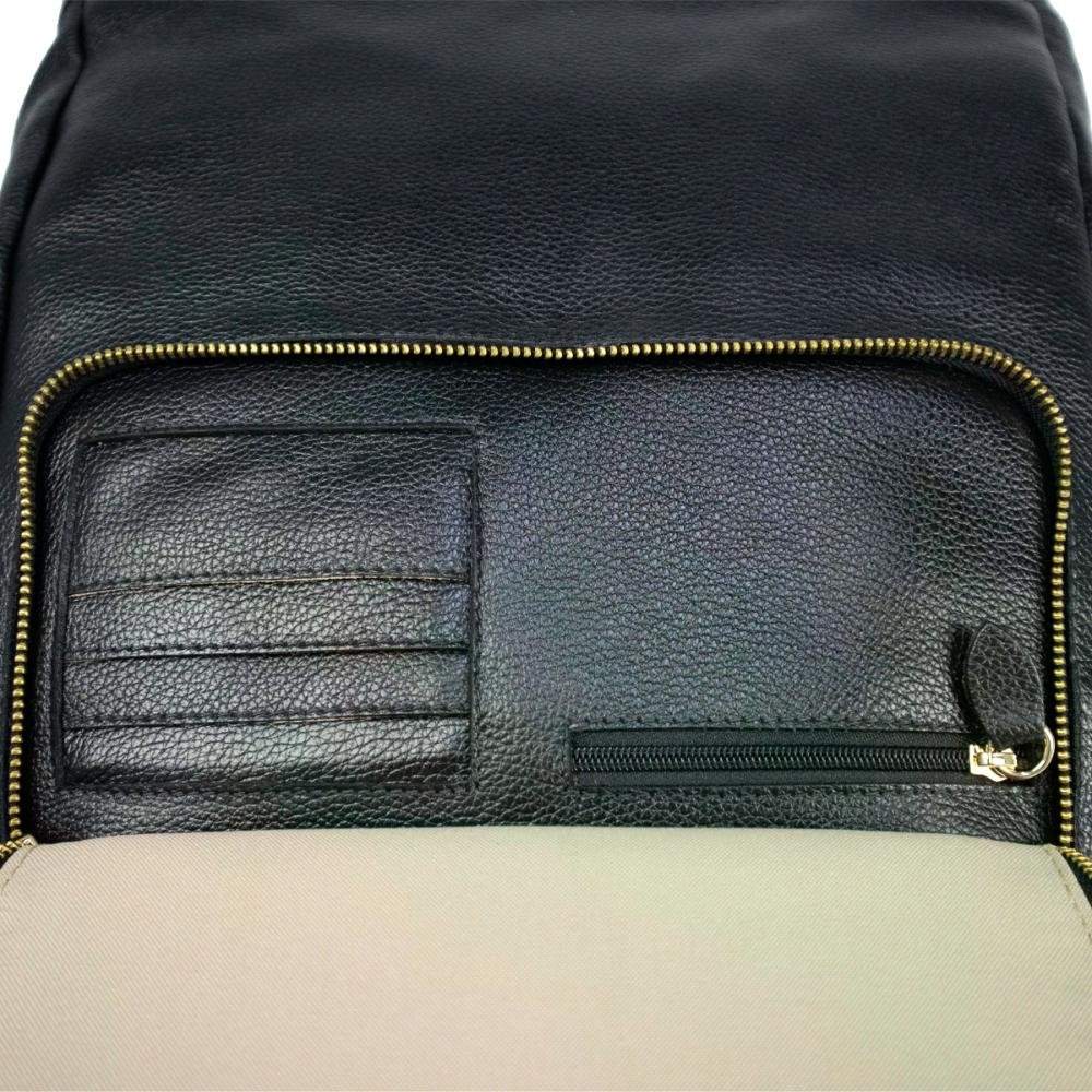 Mochila em Couro com Zíper e Bolso Frontal Le Postiche Preto 7