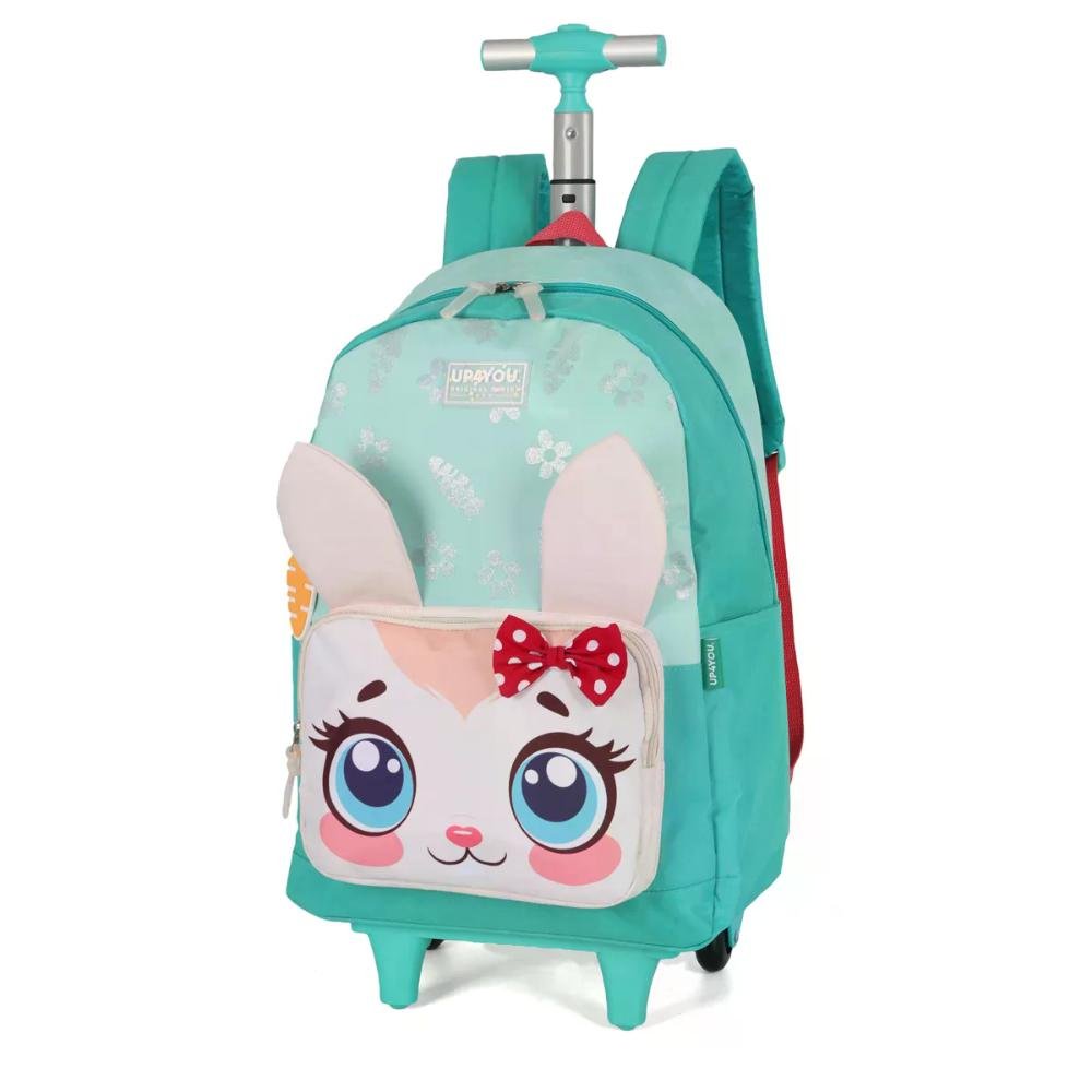 Mochila de Rodinha Juvenil Bichos Fofos Up4you Verde 4