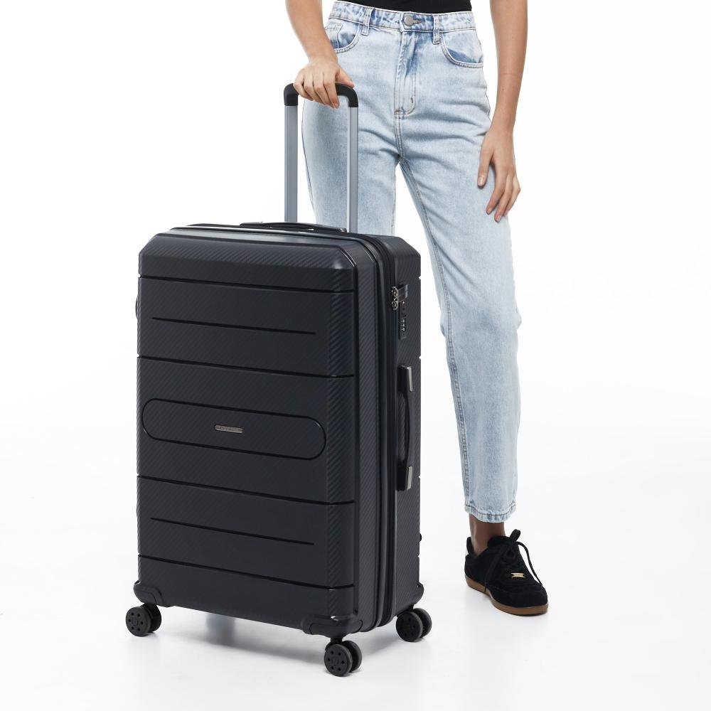 Mala Grande 32kg Polipropileno Rodas Giro 360° Berlim Black Eco Le Postiche Preto 2