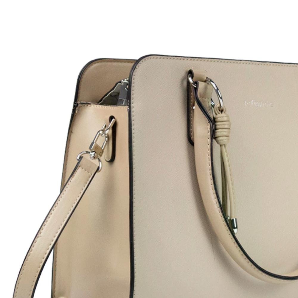 Bolsa Tote Saffiano Elegance Le Postiche Bege 3