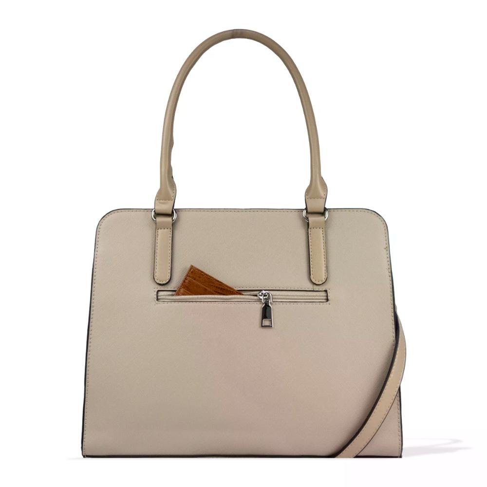 Bolsa Tote Saffiano Elegance Le Postiche Bege 6