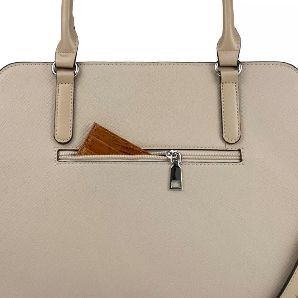 Bolsa Tote Saffiano Elegance Le Postiche Bege 7