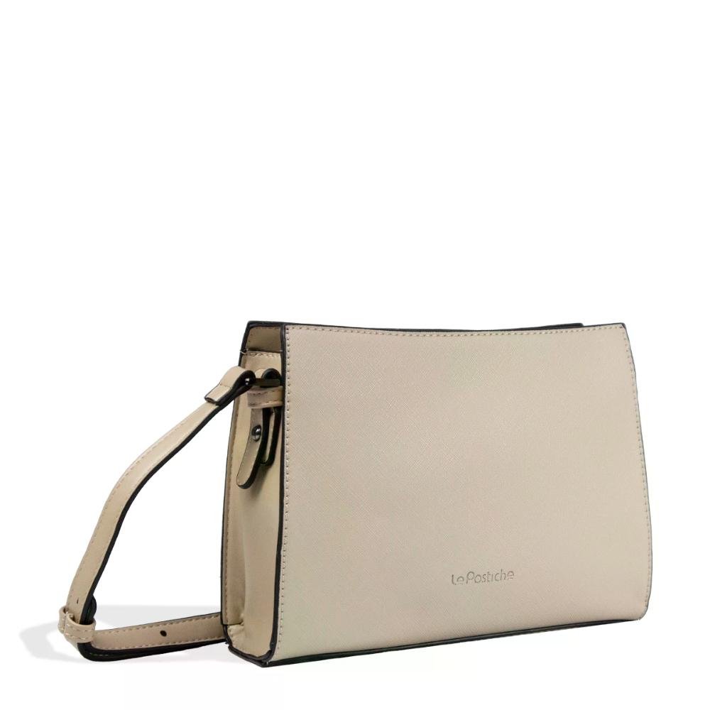 Bolsa Transversal Saffiano Elegance Le Postiche Bege 2