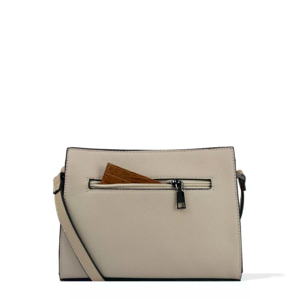 Bolsa Transversal Saffiano Elegance Le Postiche Bege 4