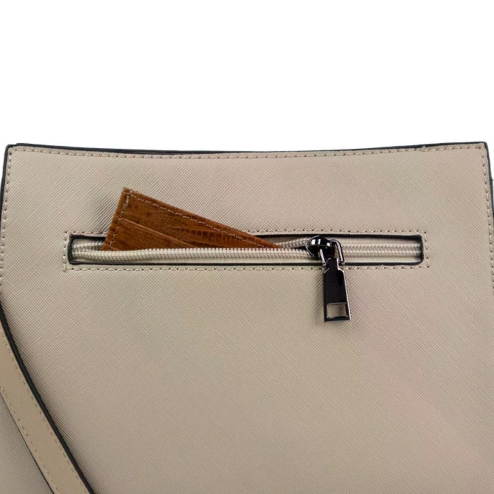 Bolsa Transversal Saffiano Elegance Le Postiche Bege 5