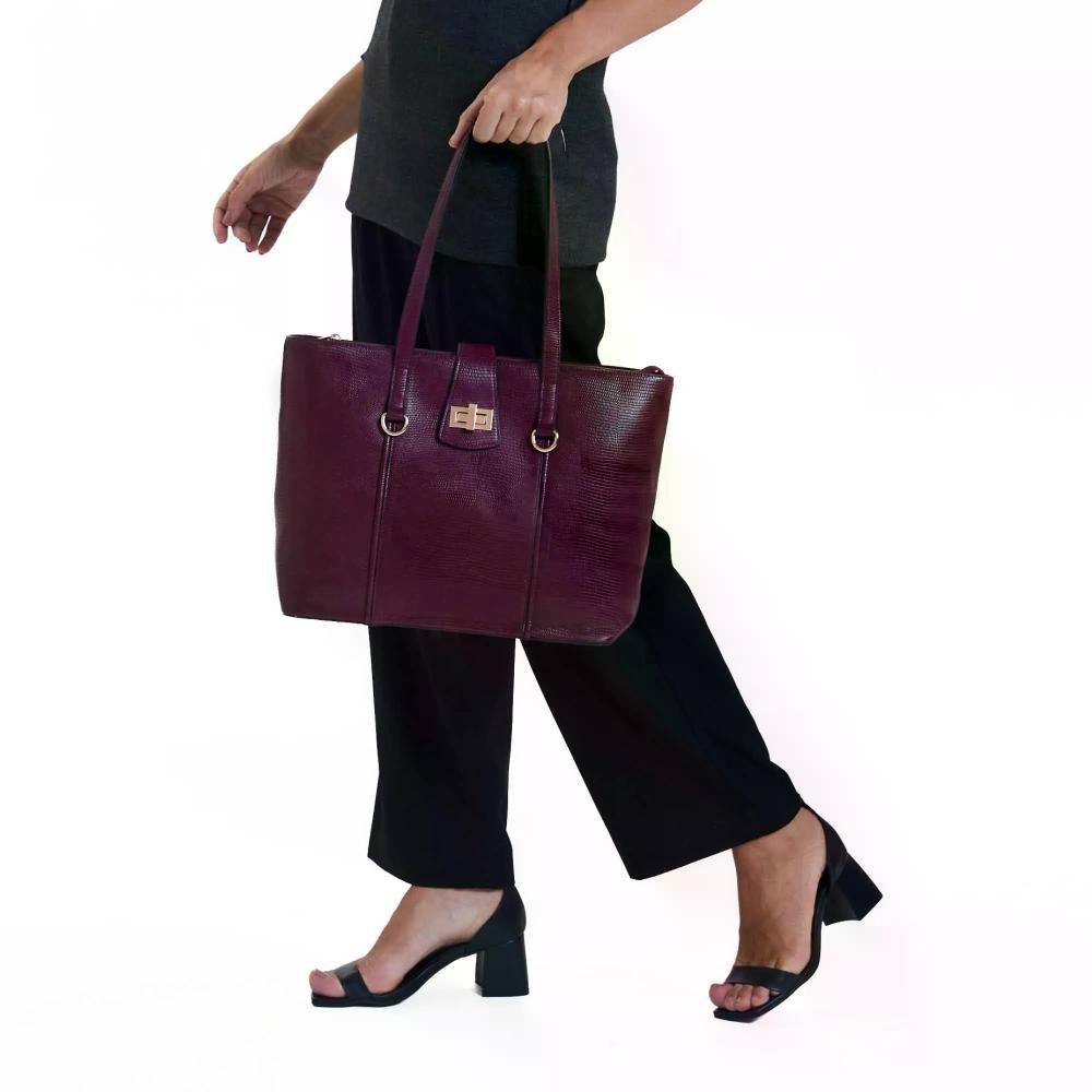 Bolsa Tote Feminina Fashion Casual Le Postiche Vinho 2