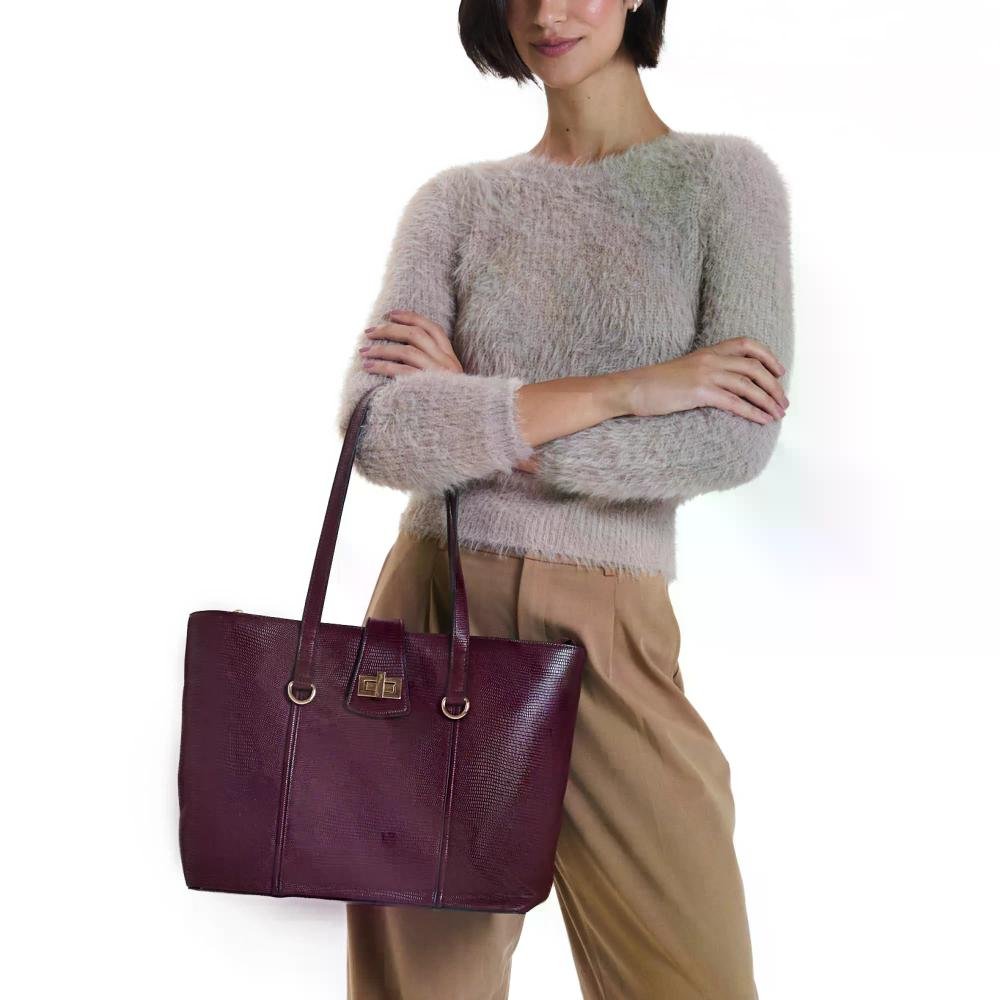 Bolsa Tote Feminina Fashion Casual Le Postiche Vinho 3