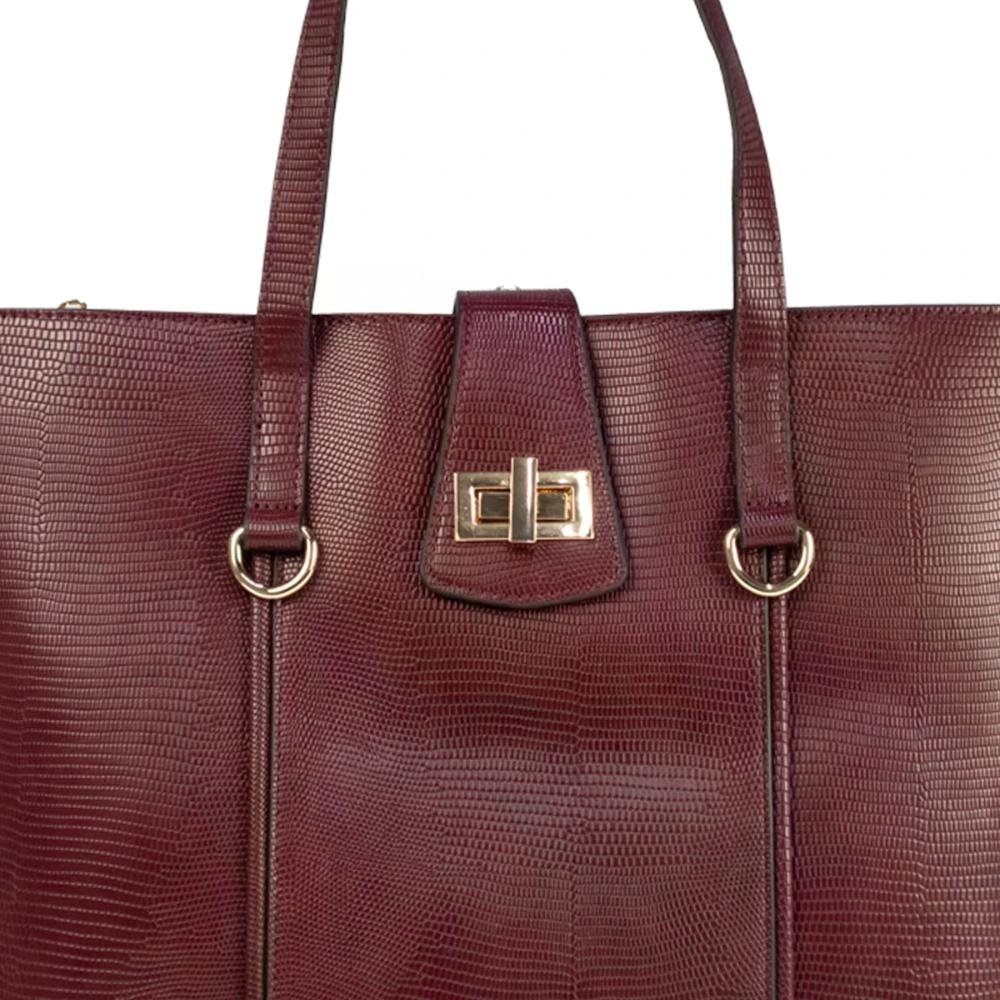 Bolsa Tote Feminina Fashion Casual Le Postiche Vinho 5