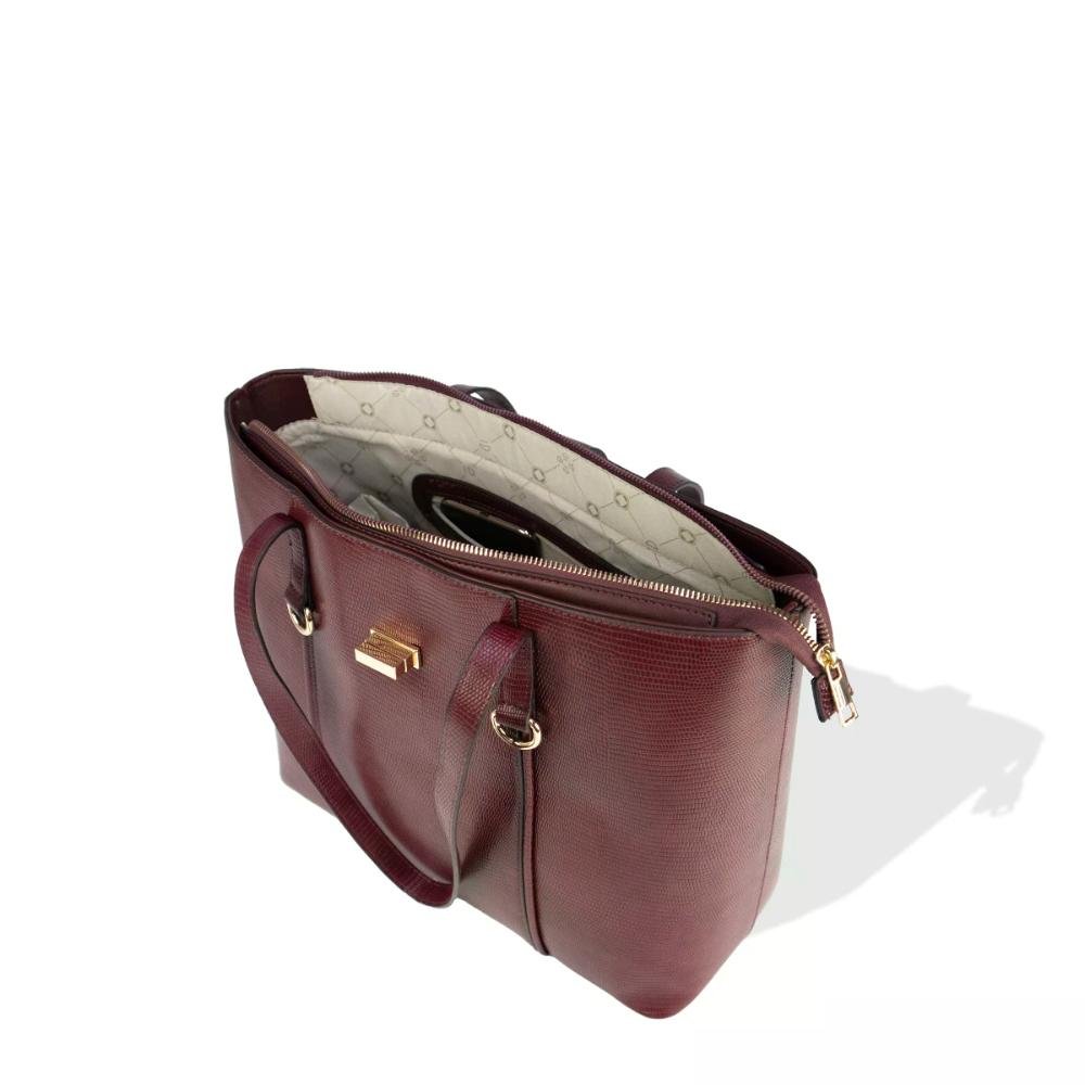 Bolsa Tote Feminina Fashion Casual Le Postiche Vinho 6