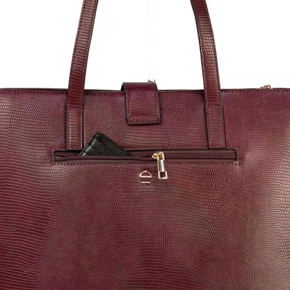 Bolsa Tote Feminina Fashion Casual Le Postiche Vinho 8