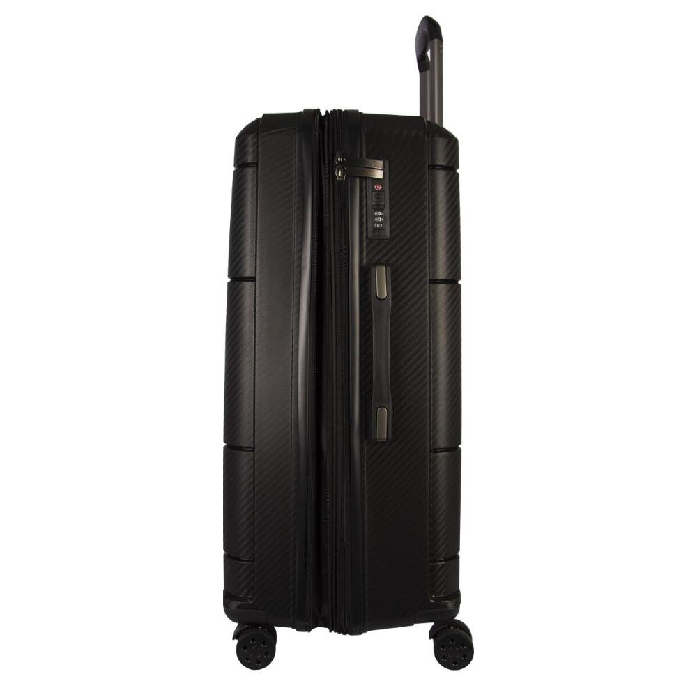 Mala Média 23kg Rígida Rodas Giro 360° Berlim Black Eco Le Postiche Preto 3