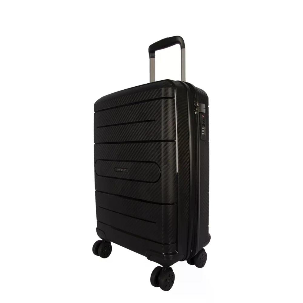 Mala Pequena De Bordo 10kg Rígida Rodas Giro 360° Berlim Black Eco Le Postiche Preto 2
