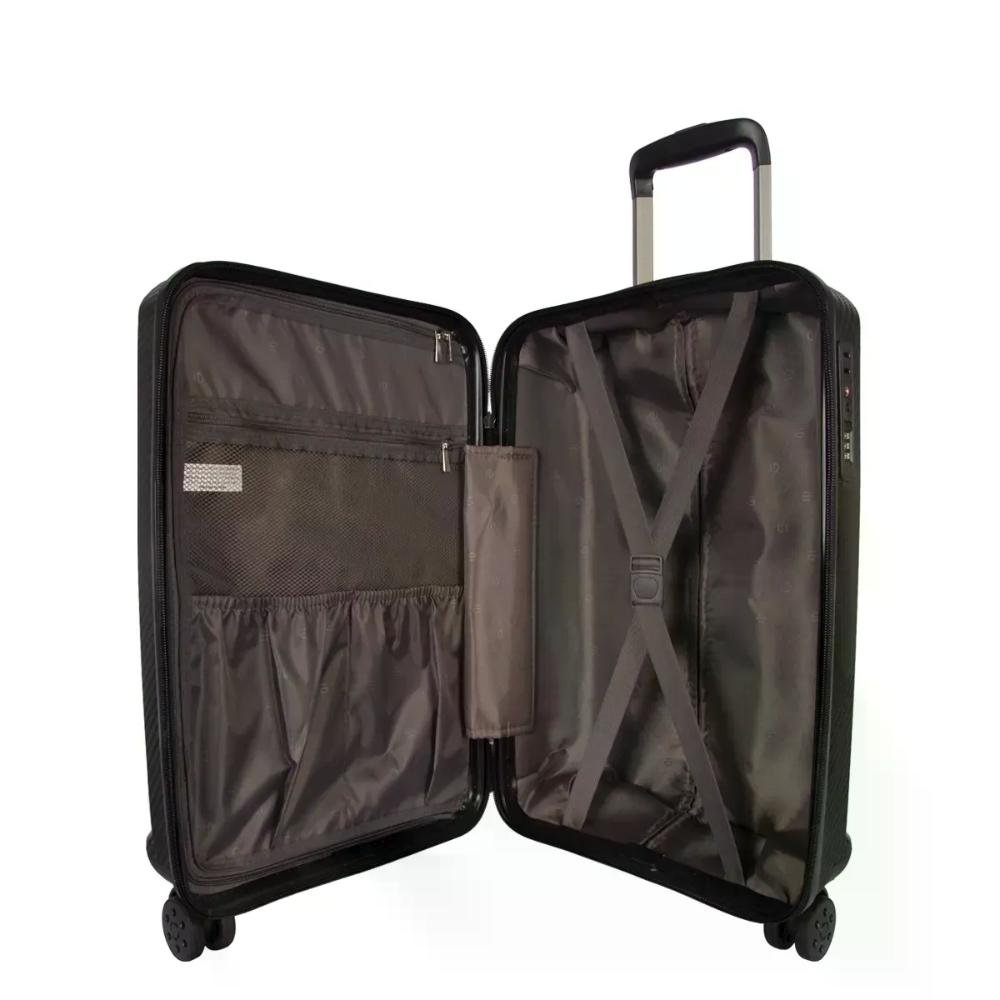 Mala Pequena De Bordo 10kg Rígida Rodas Giro 360° Berlim Black Eco Le Postiche Preto 13