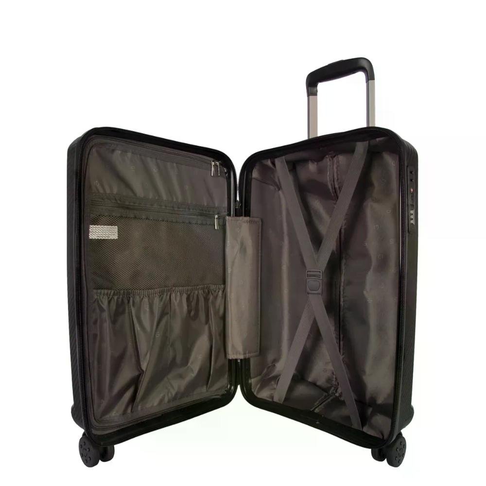 Mala Pequena De Bordo 10kg Rígida Rodas Giro 360° Berlim Black Eco Le Postiche Preto 6