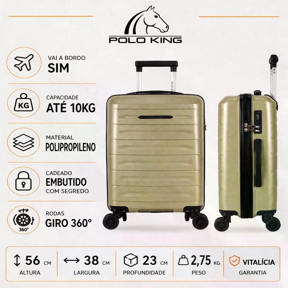 Mala de Viagem de Bordo 10kg em Polipropileno Dolomites Polo King Verde 2