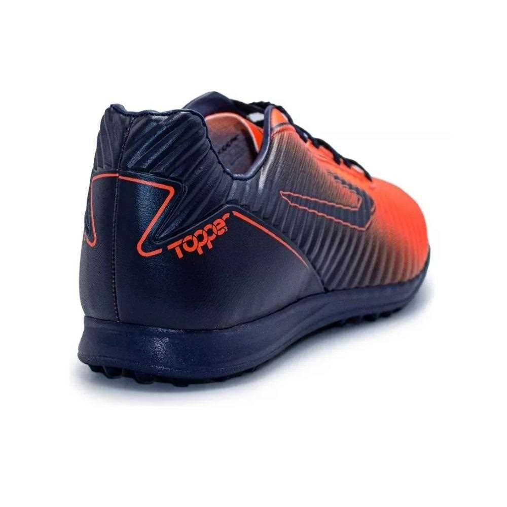Chuteira Society Topper Forza II Laranja Laranja/Azul Marinho 4