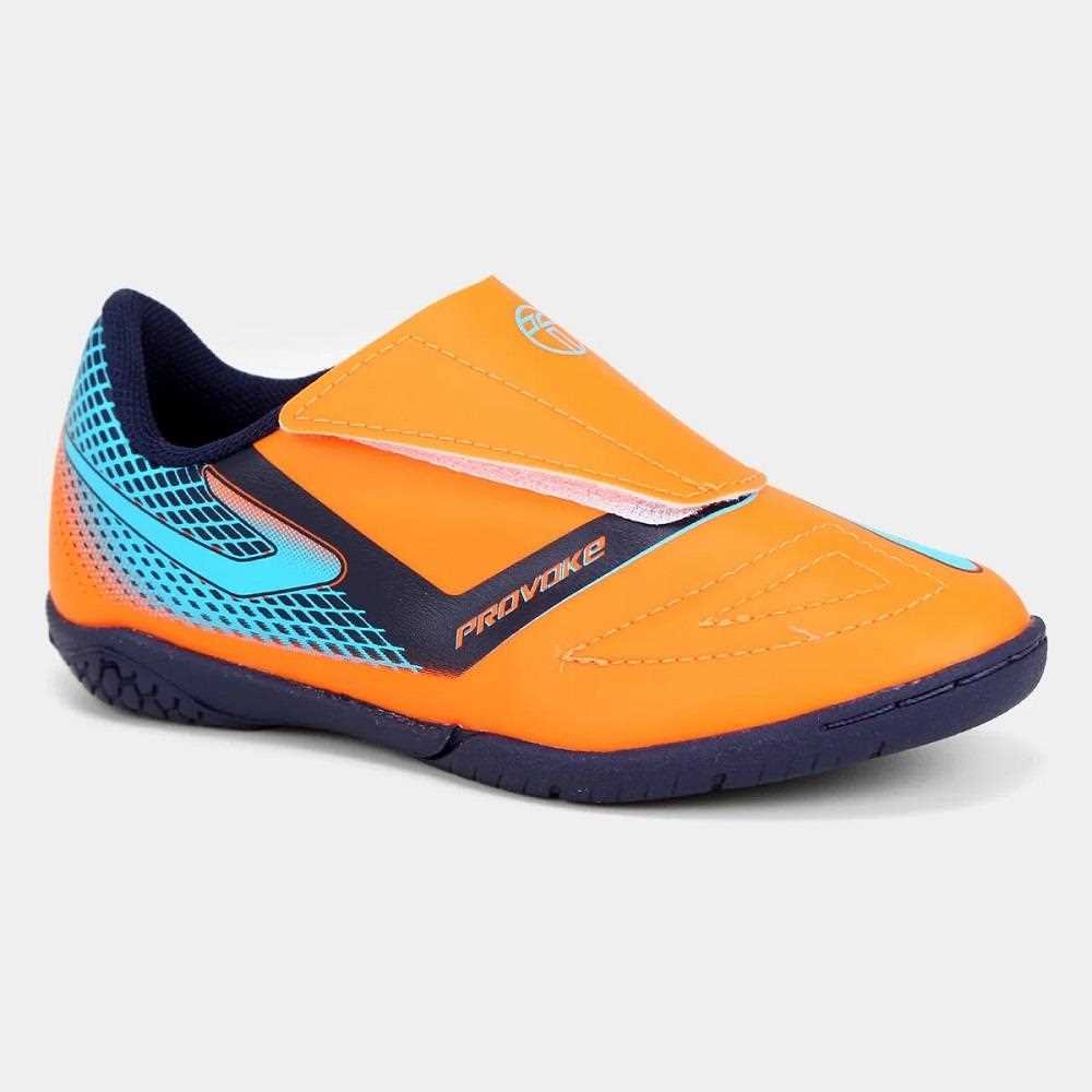 Chuteira Futsal Infantil Topper Provoke Laranja Laranja/Azul 2