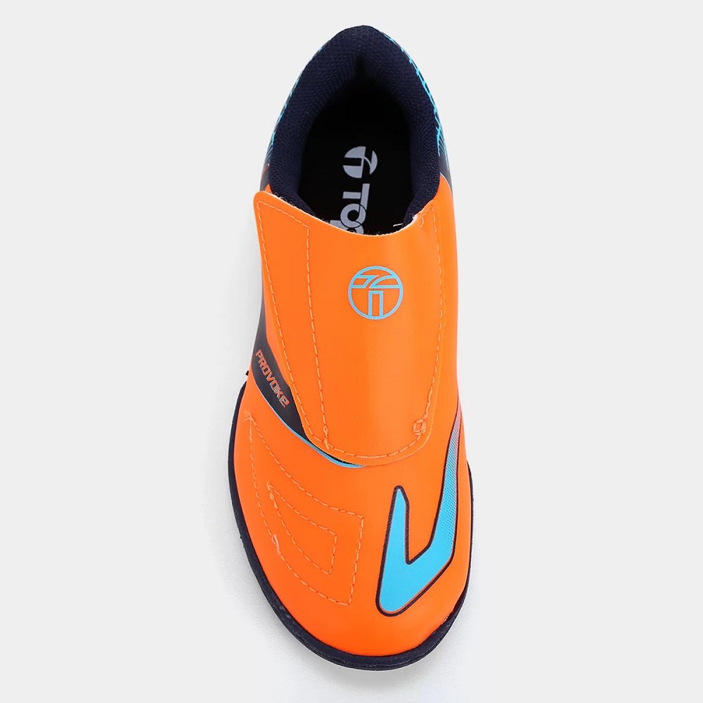Chuteira Futsal Infantil Topper Provoke Laranja Laranja/Azul 4