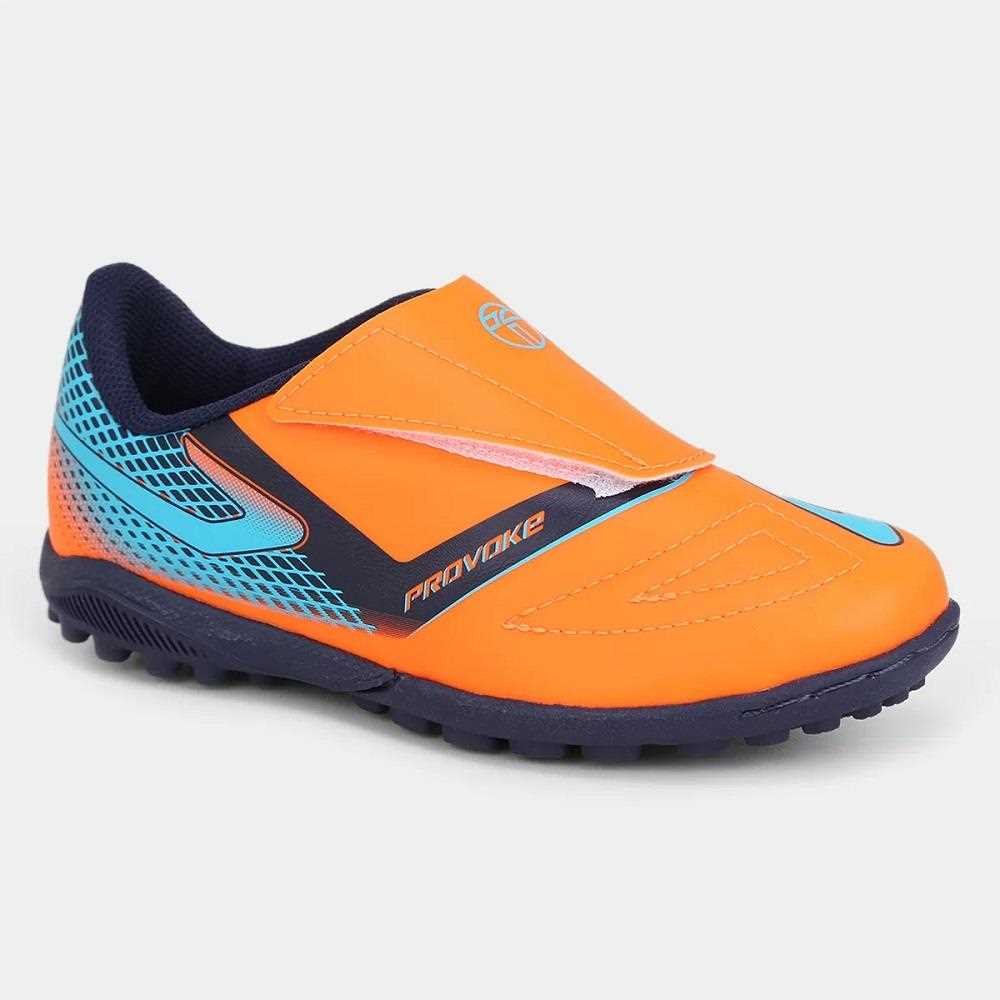 Chuteira Society Infantil Topper Provoke Laranja Laranja/Azul 2