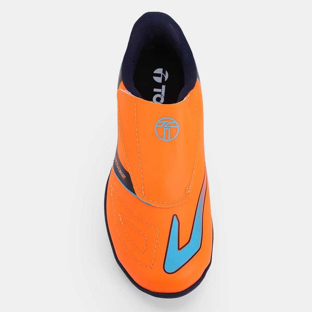 Chuteira Society Infantil Topper Provoke Laranja Laranja/Azul 4