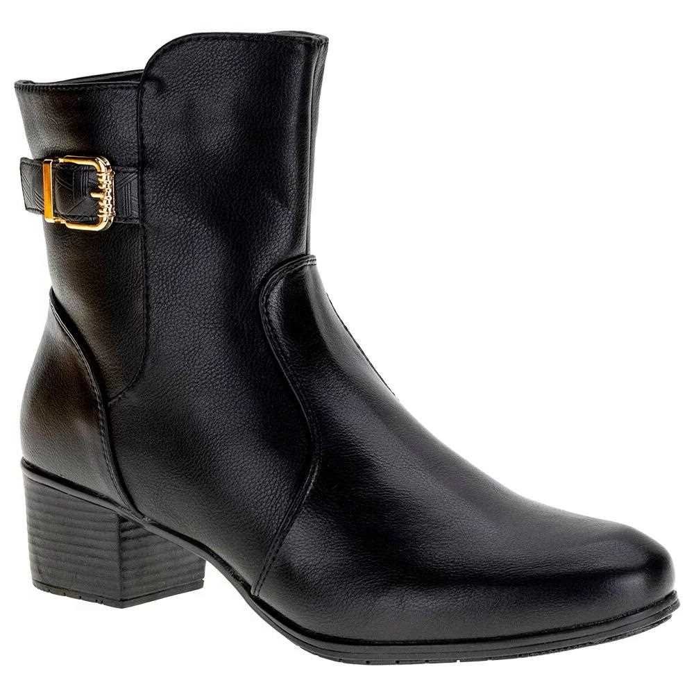 Bota Feminina Cano Curto Mooncity Salto Grosso 72075 Preto 2